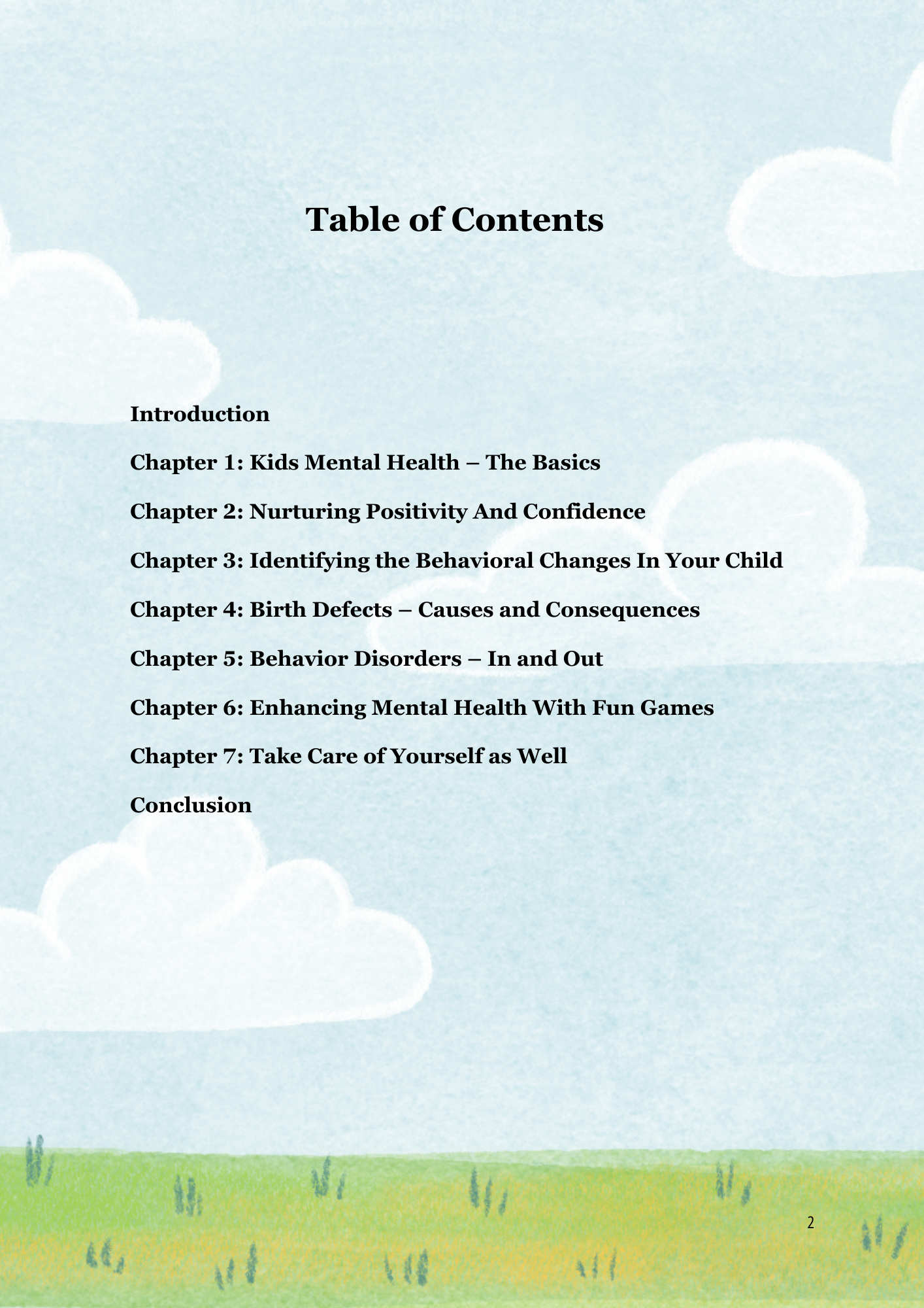 Chapter list of the eBook 'Children’s Psychology: The Essentials', presenting practical techniques for parenting, supporting emotional development, and managing behavioral disorders MentalHealthEbooks